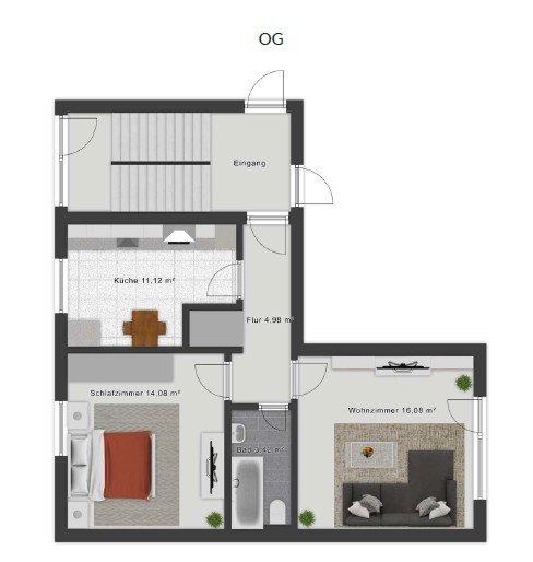 Hochparterre Braunschweig Timmerlah-Geitelde-Stiddien - 2 Zimmer, 54 m&sup2;, 640&euro; | Angebot:26355828